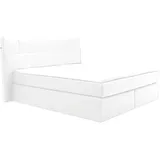 vente-unique LED-Boxspringbett mit Kopfteil + Lattenroste + Matratzen + Topper - 160 x 200 cm - Kunstleder - Weiß - BILBAO von YSMÉE