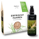 Allgäuquelle AllgäuQuelle® Bio Autoduft-Set Lufterfrischer Lemongrass mit Zirben-Säckchen als natürlichem Duftbaum Spray 100 ml