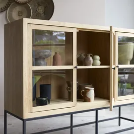 Tikamoon Niedriger Vitrinenschrank Babeth 160 cm Beige