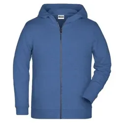 Kinder Hoody Sweatjacke 8026K, hell-denim-melange, Größe S - hell-denim-melange - S