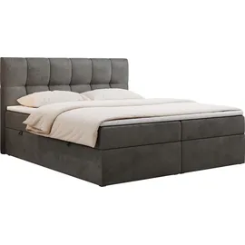 MKS Meble Boxspringbett 120x200 mit Bettkasten, Bett mit Multipocket - Matratze H4 Topper, Polsterbett 120x200 mit Bettkasten Kopfteil, Boxspringbett mit Mat... - Dunkelgrau