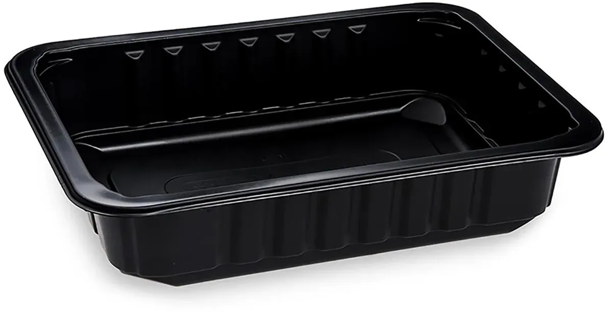 Siegelschalen Menüschalen ungeteilt 22,7 x 17,8 x 5 cm schwarz 1400ml, 320 Stk.