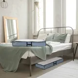Relaxdays Unterbettkommode 2er Set, Stoff, HxBxT: 14x100x50 cm, mit Sichtfenster, Unterbettbox flach, grau/transparent