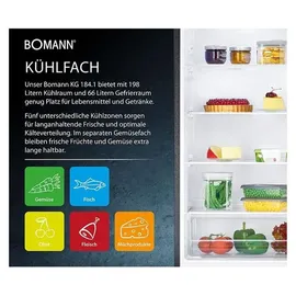 Bomann KG 184.1 Kühl-Gefrierkombination (269 l, 1800 mm hoch, Schwarz)