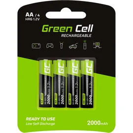 Green Cell AA Akku 2000mAh 4 Stück - Mignon wiederaufladbare AA Batterien, Typ NI-MH, vorgeladen, 1.2v AA Akkubatterien mit hoher Kapazität