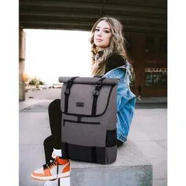 luxuskollektion LOVEVOOK Rolltop Laptop Rucksack 17,3 Zoll Wasserdicht Uni Arbeit Reisen Business Grau