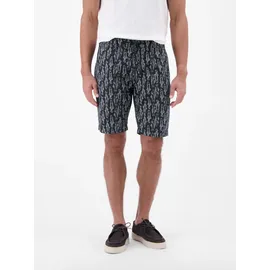 Lerros Chinoshorts "Leichte Chino-Bermuda mit marinem Print", Herren, Gr. 32, blau (blau night), 80% Baumwolle, 20% Leinen, Hosen Chinoshorts