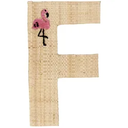 RICE Raffia Buchstaben Sticker, F, Flamingo