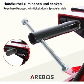 Arebos Motorradheber, Motorrad Hebebühne, Wagenheber, 500kg, Rot, Spindelantrieb, 95 bis 375 mm Höhenverstellbar