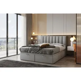 Trada Bond Boxspringbett 180 x 200 mit Bettkasten mit Matratze Grau