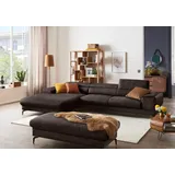 W.Schillig Ecksofa "piedroo, Designsofa mit tollem Sitzkomfort, bequem und elegant, L-Form", braun (mocca s37), B:343cm H:70cm T:193cm, Stoff S37 (100% Polyester): Luxus-Microfaser in Lederoptik, Sofas, Ecksofa, Kopfteilverstellung, wahlweise mit