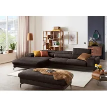W.Schillig Ecksofa "piedroo, Designsofa mit tollem Sitzkomfort, bequem und elegant, L-Form", braun (mocca s37), B:343cm H:70cm T:193cm, Stoff S37 (100% Polyester): Luxus-Microfaser in Lederoptik, Sofas, Ecksofa, Kopfteilverstellung, wahlweise mit