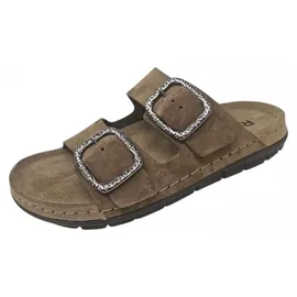 ROHDE Damen Pantolette mit zwei Schnallen aus Velourleder Rodigo-D 5893, Größe:39 EU, Farbe:Beige - 39