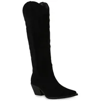 VAN HILL 839869 Cowboystiefel Damen Leicht Gefütterte Cowboystiefel Stiefel Stickereien schwarz 38 EU