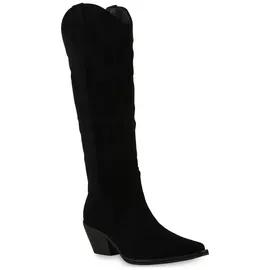 VAN HILL 839869 Cowboystiefel Damen Leicht Gefütterte Cowboystiefel Stiefel Stickereien schwarz 38 EU