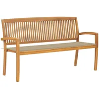 VidaXL Stapelbare Gartenbank mit Auflage 159 cm Massivholz Teak