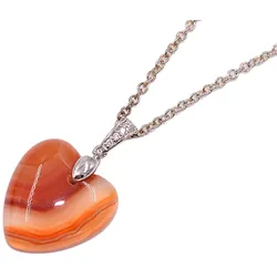 Kette mit Anhänger FIRETTI "Schmuck Geschenk, Achat Herz", orange (silberfarben, edelstahlfarben, orangerot), Halsketten, Damen, Silber 925 (Sterlingsilber)-Edelstahl, L: 50cm B: 2mm, Silber 925 (Sterlingsilber), Edelstahl, Made in Germany - mit Achat, Kristallstein, B:2mm