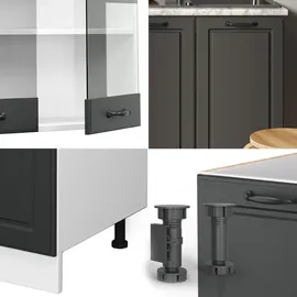 Vicco Küchenzeile R-Line 140 cm Anthrazit/Weiß