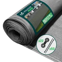 VOUNOT Zaunblende 1,5 x 10 m Grau Polyethylen