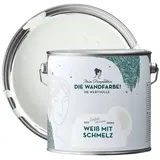 MissPompadour Wandfarbe Weiß mit Schmelz - matte Wandfarbe mit sehr hoher Deckkraft 2,5 L, geruchsneutrale und spritzfreie Innenfarbe, wasserbasiert weiß