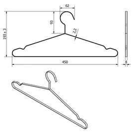 SOTech Design Kleiderbügel Edelstahl 450 x 193 mm mit Haken,