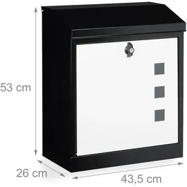 Relaxdays Briefkasten groß schwarz/weiß