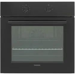 Telefunken ECB65A-B Einbaubackofen, 65 Liter, 10 Betriebsarten, Autark, Dampfreinigung, 2-fach Verglasung, Umluft, 60 cm