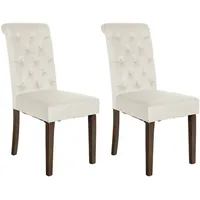 CLP 2er Set Esszimmerstühle Lisburn creme/Samt