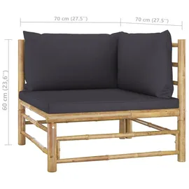 vidaXL Garten-Lounge-Set 4-tlg. grau Bambus