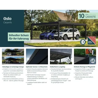 CANOPIA Doppelcarport Oslo 5,96 x 6,07 m schwarz inkl. UV-Schutz