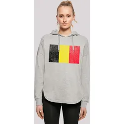 Kapuzenpullover F4NT4STIC "Belgium Belgien Flagge", Damen, Gr. S, grau, Obermaterial: 100% Baumwolle, casual, oversize, Langarm, Pullover, Print
