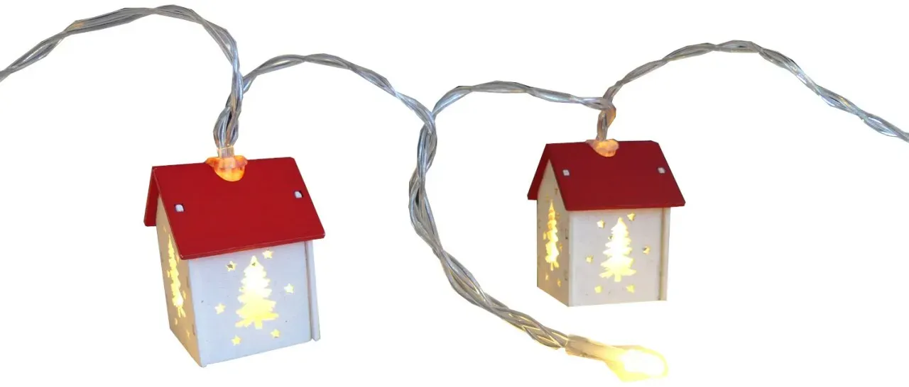 32 LEDs Lichterketten Holzhaus Design Raumdekoration Weihnachtsbaum Batterieb...