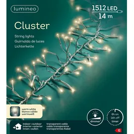 Lumineo LED-Lichterkette Cluster 1512 14 m transparent warmweiß