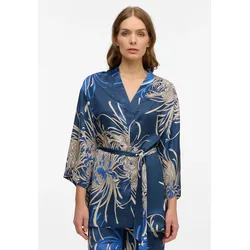 Blusenkimono ETERNA "OVERSIZE FIT", Damen, Gr. 48, blau (azurblau), 100% Viskose, klassisch, Blusen