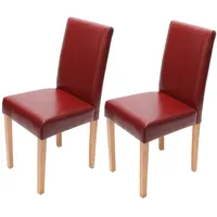 Mendler 2er-Set Esszimmerstuhl Stuhl Küchenstuhl Littau ~ Kunstleder, rot,