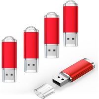 1GB Speicherstick 5 Stück USB Sticks - Portabel USB Flash Laufwerk Mini 1 GB Pendrive -Tragbar Rot Metall Set Günstig USB 2.0 Flash Drive mit Kappe für Werbung Geschenk von Datarm