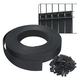 VOUNOT Sichtschutzstreifen 75 m x 4,7 cm Schwarz PVC 150 St.