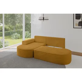 altdecor Eckcouch Cord mit Schlaffunktion 2-Sitzer Senfgelb