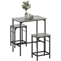 Homcom Bartisch Set Bartisch mit Barhocker-Set Esstisch mit 2