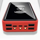 Solar-Ladegerät 100000Mah Tragbare Powerbank Kompaktes Hochgeschwindigkeits-Ladegerät Externer Backup-Akku Große Kapazität Für Smartphones, Tablets, Spielkonsolen(Red)