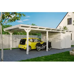 Einzelcarport SKANHOLZ "Emsland", weiß, H: 223cm, Carports, mit Abstellraum, versch. Farben