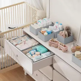 luxuskollektion Schubladen Organizer Aufbewahrungsbox Stoff 12er Set Hellgrau