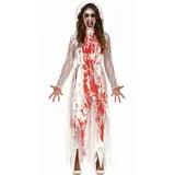 Fiestas Guirca Zombie-Kostüm Blutiges Brautkleid Für Teenager und Damen Halloween Verkleidung weiß 38 / 40 | 38 / 40