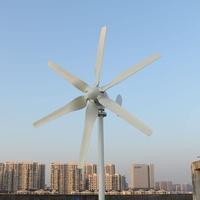 Genway 800W 12V 24V Windgenerator 3 Phase AC Windturbine mit 6 Flügeln horizontaler Windkraftanlage mit MPPT Laderegler für Zuhause