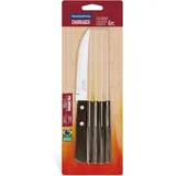 Tramontina STEAK-/PIZZA Messer, 6 Stück, Edelstahl, Holzgriff FSC, spülmaschinenfest