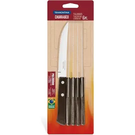 Tramontina STEAK-/PIZZA Messer, 6 Stück, Edelstahl, Holzgriff FSC, spülmaschinenfest