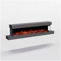 GLOW FIRE Elektrokamin Cobalt Wall Wandkamin mit 3D Feuer und Heizung (Thermostat), Elektrischer Kamin mit APP Steuerung, Heizleistung (900- 1800 W) grau 50 cm