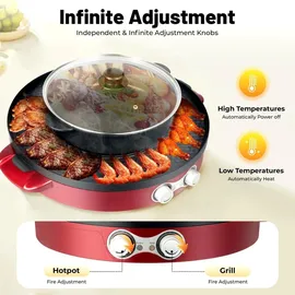 CNCEST Hot Pot 2200W 2 in 1 rot