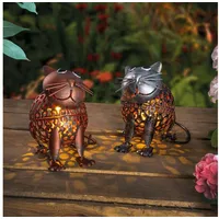 esotec Gartenfigur Metall Solar-Dekoleuchten Katzen-Paar kupfer 3000K Gartendeko 103104, (Komplettset) silberfarben