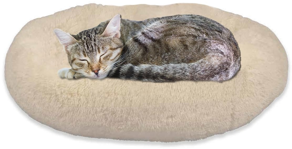 Peaceful Pooch S - flauschiges Hundebett - 58cm Durchmesser - faltbar - in versch. Größen - Katzenbett - waschbar - herausnehmbare Polsterung - entspannt Gelenke & Muskeln - Anti-Rutsch-Noppenboden